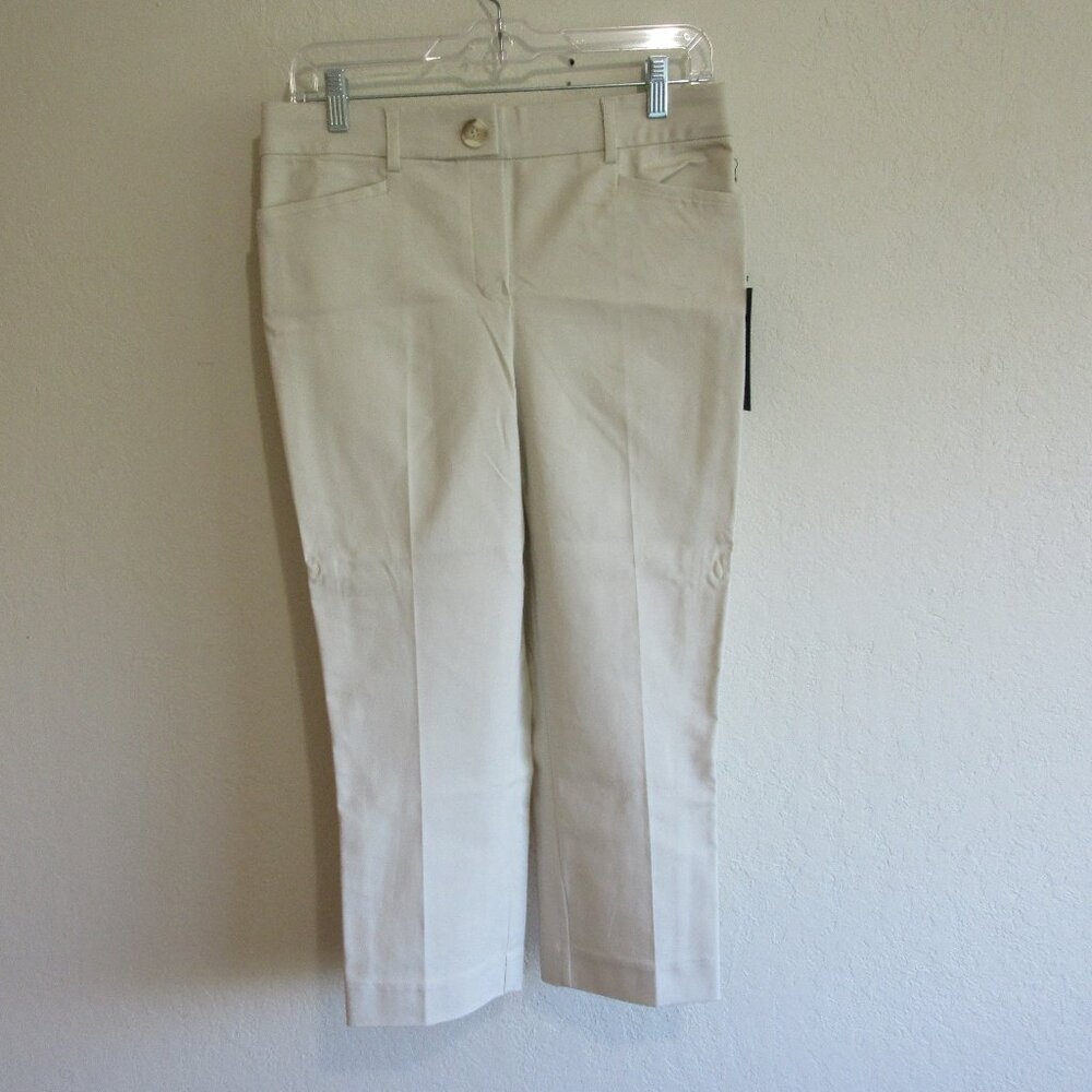 JONES & CO Beige 8 Pull on Ankle Stretch Waist Pants
